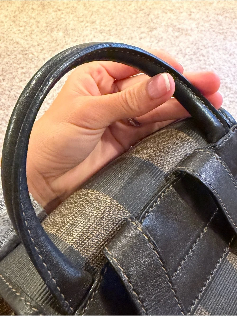 Vintage fendi Pequin Canvas Leather Backpack